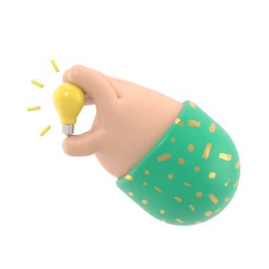 Çizgi film Jest Simgesi Mockup.3d simgesi elinde ampul jesti. karikatür harika fikir konsepti, şeffaf arkaplan PNG dosyalarını destekler.