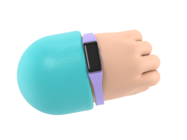 Cartoon Gesture Icon Mockup.3d simge akıllı kol üzerinde çizgi film kol bileklik saat jesti. Gerçekçi illüstrasyon, şeffaf arkaplan içeren PNG dosyalarını destekler.