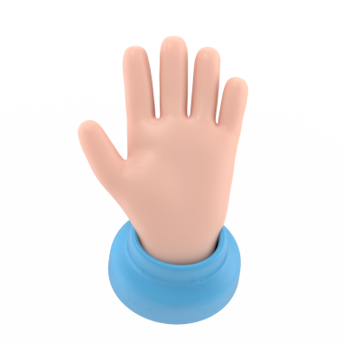 Çizgi film Jest Simgesi Mockup.Beş parmağı göstererek açılır, selamlama olarak uzatılır. Şeffaf arkaplan içeren PNG dosyalarını destekler.