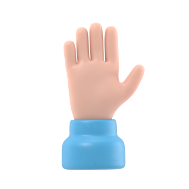 Çizgi film Jest Simgesi Mockup.Beş parmağı göstererek açılır, selamlama olarak uzatılır. Şeffaf arkaplan içeren PNG dosyalarını destekler.