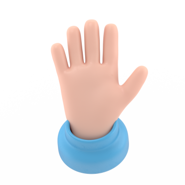 Çizgi film Jest Simgesi Mockup.Beş parmağı göstererek açılır, selamlama olarak uzatılır. Şeffaf arkaplan içeren PNG dosyalarını destekler.