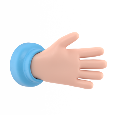 Çizgi film Jest Simgesi Mockup.Beş parmağı göstererek açılır, selamlama olarak uzatılır. Şeffaf arkaplan içeren PNG dosyalarını destekler.