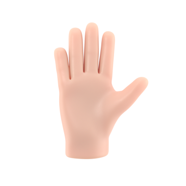 Çizgi film Jest Simgesi Mockup.Beş parmağı göstererek açılır, selamlama olarak uzatılır. Şeffaf arkaplan içeren PNG dosyalarını destekler.