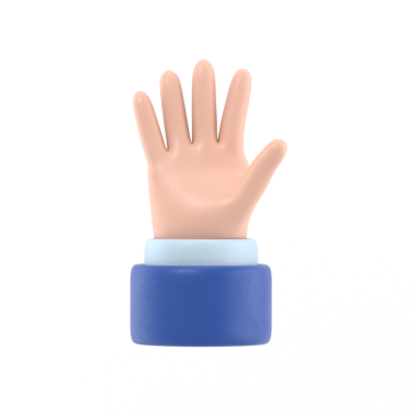 Çizgi film Jest Simgesi Mockup.Beş parmağı göstererek açılır, selamlama olarak uzatılır. Şeffaf arkaplan içeren PNG dosyalarını destekler.