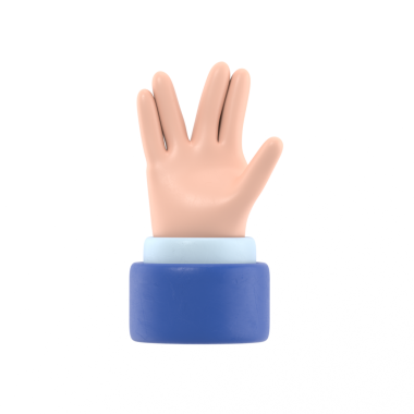 Çizgi film Jest Simgesi Mockup.Beş parmağı göstererek açılır, selamlama olarak uzatılır. Şeffaf arkaplan içeren PNG dosyalarını destekler.