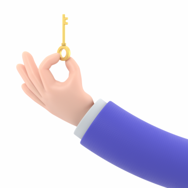 Şeffaf arkaplan modeli. El resmi, erişim konsepti. Çizgi film karakteri metalik anahtar taşır. Gayrimenkul illüstrasyonu. Saydam arkaplan içeren PNG dosyalarını içeriye aktarır.