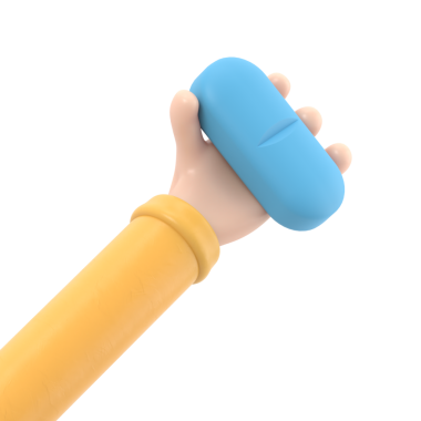 3 boyutlu görüntüleme. Doktor ya da eczacı çizgi filmdeki eller büyük mavi hapları tutuyor. Tıbbi ikon, sağlık hizmeti illüstrasyonu. Eczacılık klip sanatı. Saydam arkaplan içeren PNG dosyalarını gönderir.