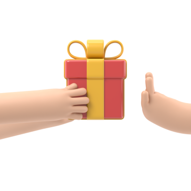 Hediyenin reddi. Yozlaşma yok. Teklifi reddediyorum. Elinde kurdeleli bir hediye kutusu tutan adam. Jest teklifi reddediyor. Şeffaf arkaplan içeren PNG dosyalarını destekler.