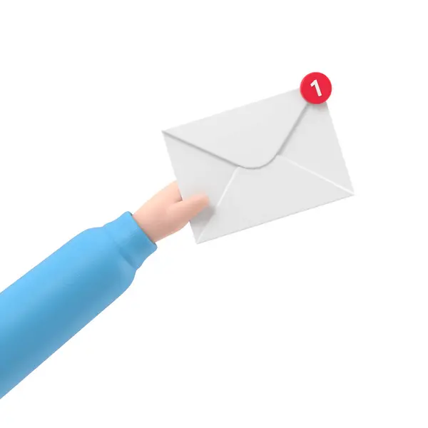 收到消息的概念 电子邮件进来的消息 Sms 邮件递送服务 包在手上 接收邮件 支持具有透明背景的Png文件 — 图库照片