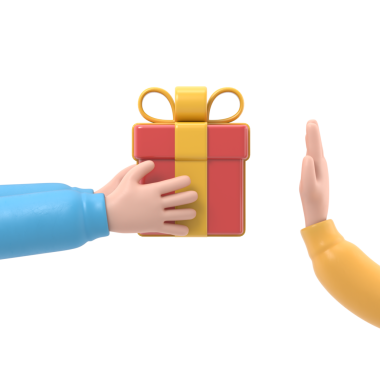 Hediyenin reddi. Yozlaşma yok. Teklifi reddediyorum. Elinde kurdeleli bir hediye kutusu tutan adam. Jest teklifi reddediyor. Şeffaf arkaplan içeren PNG dosyalarını destekler.