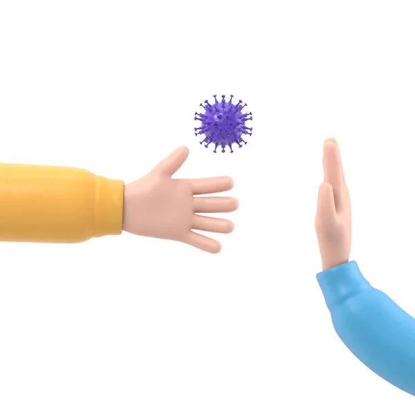 Bactérias Mão Coronavírus Transmitido Através Aperto Mão Gesto Sem Contacto — Fotografia de Stock