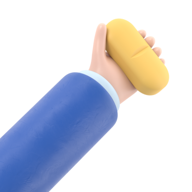 3 boyutlu görüntüleme. Doktor ya da eczacı çizgi filmdeki eller büyük mavi hapları tutuyor. Tıbbi ikon, sağlık hizmeti illüstrasyonu. Eczacılık klip sanatı. Saydam arkaplan içeren PNG dosyalarını gönderir.