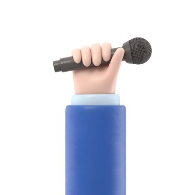 Çizgi film Jest Simgesi Mockup.Karikatür el mikrofon tutuyor.Şeffaf arkaplan PNG dosyalarını gönderir.