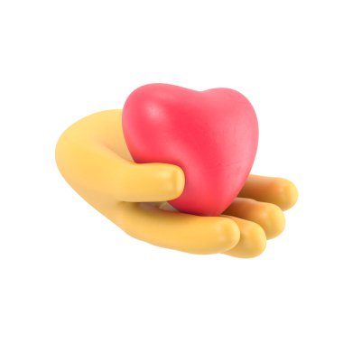 Elektrokardiyografi konsepti. Kardiyoloji EKG ve EKG. Doktor elinde bir kalp tutuyor. Kırmızı kalp atışları 3D, izometrik 3D tasarım. Hayat ver. Sağlığın korunması.