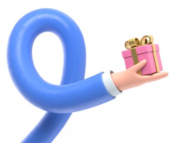 Şeffaf arkaplan modeli. Üç boyutlu bir ikon hediye. karikatür kol jesti, şeffaf arkaplan PNG dosyalarını destekler..