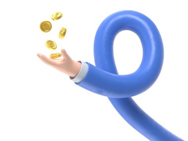 Şeffaf arkaplan modeli. 3d Para Uçan Simge Eli. Para kavramı, tasarım unsuru, şeffaf arkaplan PNG dosyalarını destekler. Uzun silah kavramı.