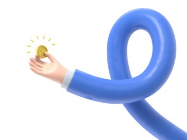 Şeffaf arkaplan modeli. Altın madalyalı 3D Simge Eli. Para konsepti, parlayan altın para tasarım unsuru şeffaf arkaplan PNG dosyalarını destekler..