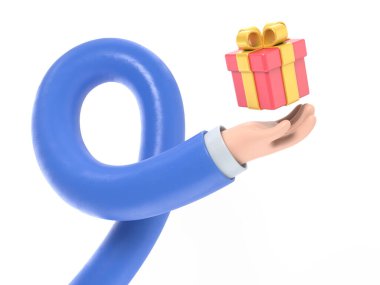 Şeffaf arkaplan modeli. Üç boyutlu bir ikon hediye. karikatür kolu PNG dosyalarını şeffaf arkaplan ile destekler. Uzun silah kavramı.