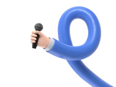 Şeffaf arkaplan modeli. Çizgi film el mikrofonu. PNG dosyalarını şeffaf arkaplanlara aktarır. Uzun silah kavramı..