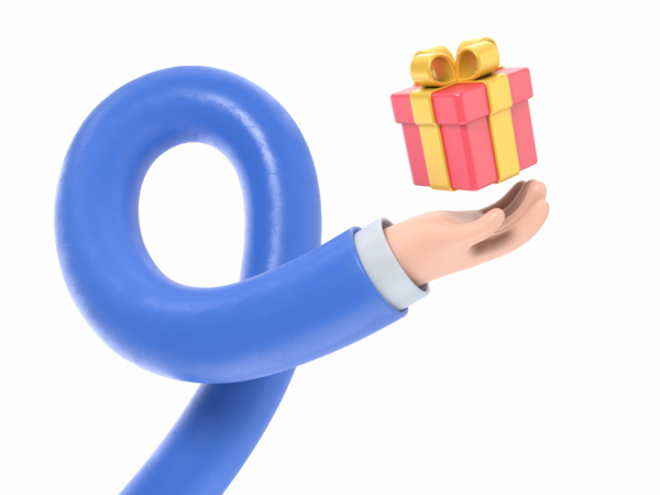 Şeffaf arkaplan modeli. Üç boyutlu bir ikon hediye. karikatür kolu PNG dosyalarını şeffaf arkaplan ile destekler. Uzun silah kavramı.