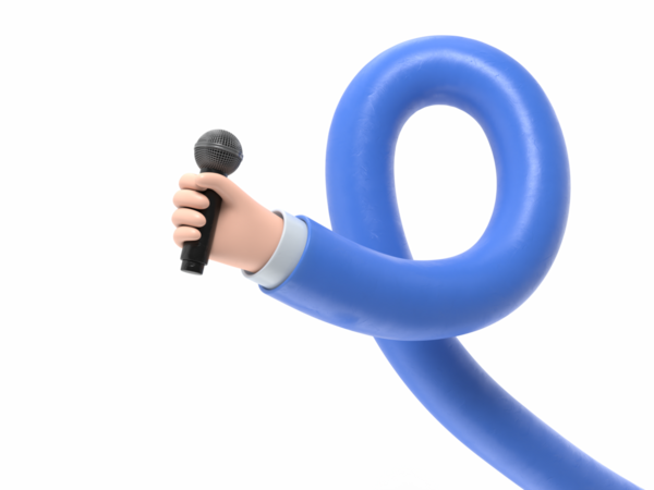 Şeffaf arkaplan modeli. Çizgi film el mikrofonu. PNG dosyalarını şeffaf arkaplanlara aktarır. Uzun silah kavramı..