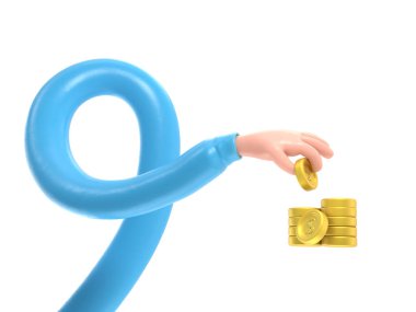 Altın anahtarlı mavi adamın 3 boyutlu resmi. izole edilmiş 3d beyaz arkaplan.