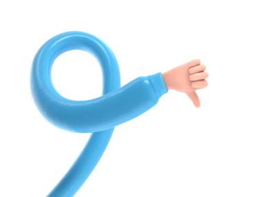 Tamam jestli mavi karakter. Beyaz arkaplanda 3 boyutlu görüntüleme izole edildi