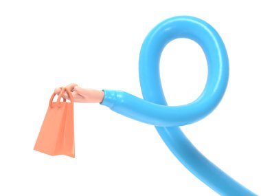 Lastik eldivenli mavi plastik çanta.