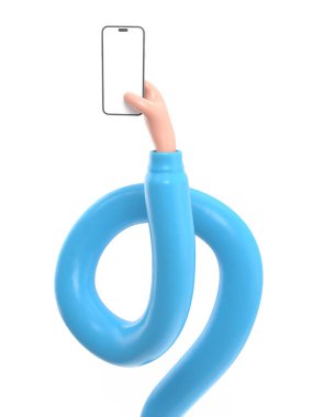 Şeffaf arkaplan, akıllı telefona dokunan 33D model el. cep telefonu kullanımının karikatür simgesi veya maketi, şeffaf arkaplanı olan PNG dosyalarını destekler..