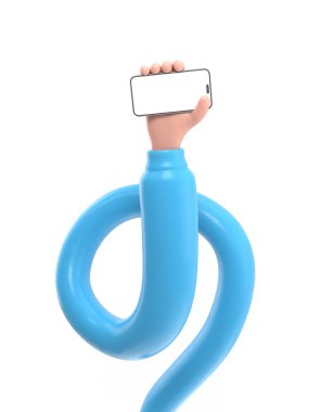 Şeffaf arkaplan, akıllı telefona dokunan 33D model el. cep telefonu kullanımının karikatür simgesi veya maketi, şeffaf arkaplanı olan PNG dosyalarını destekler..