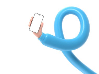 Şeffaf arkaplan, akıllı telefona dokunan 33D model el. cep telefonu kullanımının karikatür simgesi veya maketi, şeffaf arkaplanı olan PNG dosyalarını destekler..