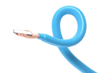 Şeffaf arkaplan, akıllı telefona dokunan 33D model el. cep telefonu kullanımının karikatür simgesi veya maketi, şeffaf arkaplanı olan PNG dosyalarını destekler..