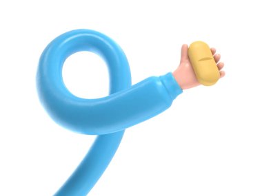 Mavi bir balonu tutan el.