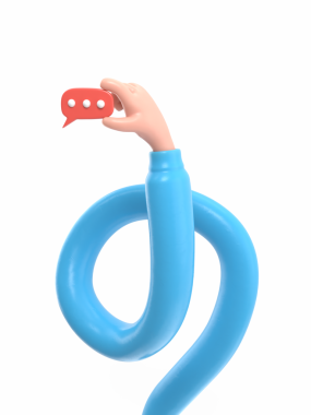 Şeffaf arkaplan modeli. Üç boyutlu el ele konuşma balonu ikonu. Parmaklardaki mesaj, iletişim konsepti, şeffaf arkaplan içeren PNG dosyalarını destekler..