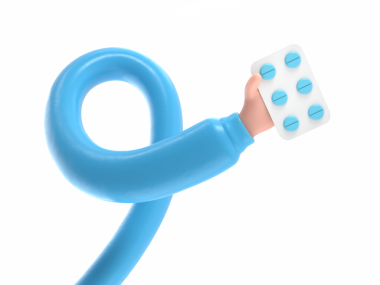 3 boyutlu görüntüleme. Bir paket hap ikonu. Doktor ya da eczacı, elinde uyuşturucu tutan siyah derili bir karikatürist. Tıbbi sağlık hizmetleri illüstrasyonu. Eczacılık klip sanatı. PNG dosyalarını şeffaf arkaplanlara aktarır. Uzun silah kavramı.