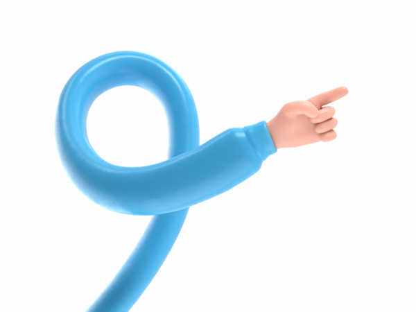 Mavi el, beyaz arka planda izole edilmiş mavi balondan yapılmış. 3d oluşturma