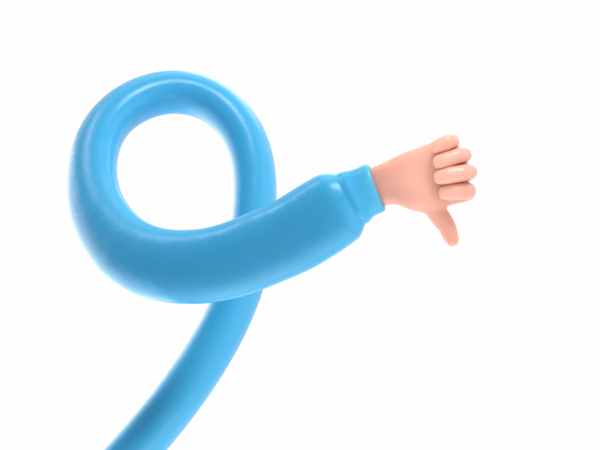 Mavi işaretli 3D el çizimi