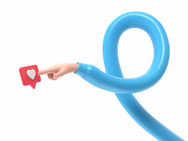 Şeffaf arkaplan, 3D el, düğmeye basar gibi. Sosyal medya pazarlama kavramı. Simge gibi bildirim. Sosyal ağ uygulaması. Saydam arkaplanı olan PNG dosyalarını destekler. Uzun silah kavramı.