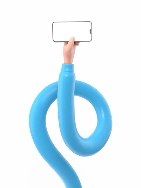 Şeffaf arkaplan, akıllı telefona dokunan 33D model el. cep telefonu kullanımının karikatür simgesi veya maketi, şeffaf arkaplanı olan PNG dosyalarını destekler..