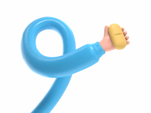 3 boyutlu görüntüleme. Doktor ya da eczacı çizgi filmdeki eller büyük mavi hapları tutuyor. Tıbbi ikon, sağlık hizmeti illüstrasyonu. Eczacılık klip sanatı. PNG dosyalarını şeffaf arkaplanlara aktarır. Uzun silah kavramı.