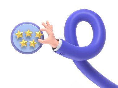 Derecelendirme yıldızlı 3 boyutlu karakter, 3 boyutlu çizim