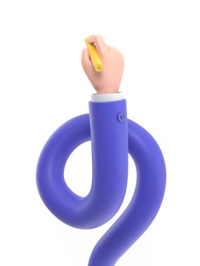 Mavi takım elbiseli bir adam sarı mıknatıs tutuyor. izole edilmiş 3d illüstrasyon