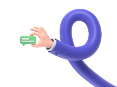 Mavi kravatlı 3 boyutlu karakter doğru tabelayı tutuyor.