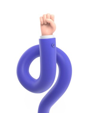 Beyaz arkaplan önünde mavi işareti olan 3 boyutlu karakter izole edildi