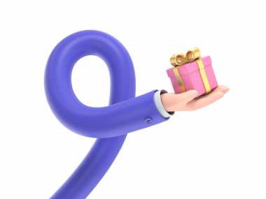 3D, elinde mavi bir 8 numara tutan bir adam.