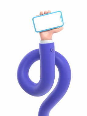 Akıllı telefon ikonu ile el. Akıllı telefon simgesini tutan el izometriği. izole tasarım.