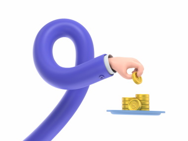 Şeffaf arkaplan modeli. 3D Simge eli bozuk para veriyor. Para konsepti, altın sikkeler tasarım unsuru şeffaf arkaplan PNG dosyalarını destekler..