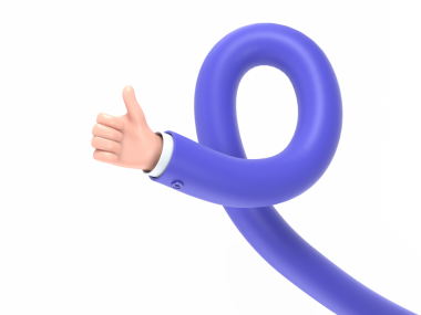 Tamam işareti olan mavi el.