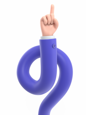 Mavi soru işareti olan el, 3 boyutlu illüstrasyon