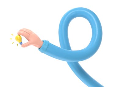 Mavi balonu tutan el. 3d illüstrasyon